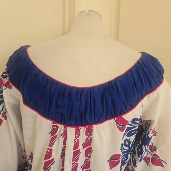 Mamo Howell for Liberty House Vtg. MuuMuu, Wht/Blue/Pink Floral, 3/4 Slv. EUC, L - Picture 14 of 16